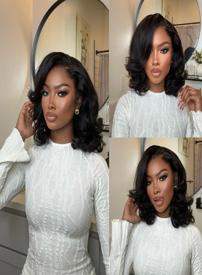 mscoco Bob Wig Human Hair 6×5 Natural Black Body Wave Lace Front Wigs Human Hair Pre-bleached knots Glueless Bob Wig Human Hair Glueless Wigs Human Hair for Black Women - Image 3